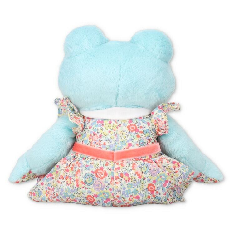 Blue Pickles the Frog in a Liberty dress (26cm)