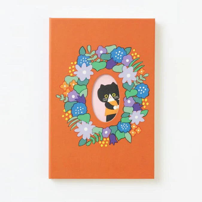 Sumi Cat Flower Wreath Notebook