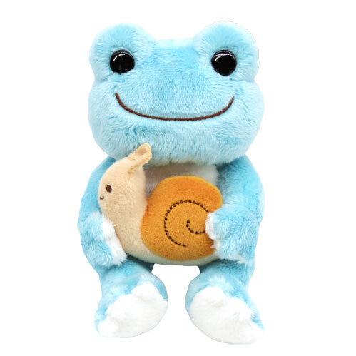 Blue Pickles the Frog with snail friend (20cm)