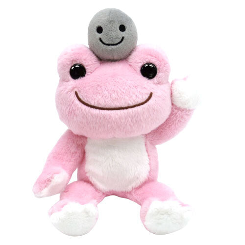 Pale Pink Pickles the Frog with tadpole friend (20cm)