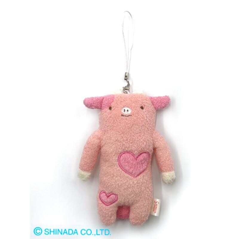Fumofumo San Mini Pink Cow with Hearts Keychain (12cm)