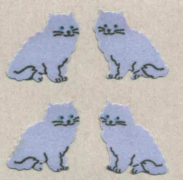 Purple Cat Furry Stickers from the Roll