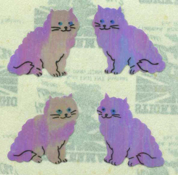 Purple Cat Shiny Stickers from the Roll