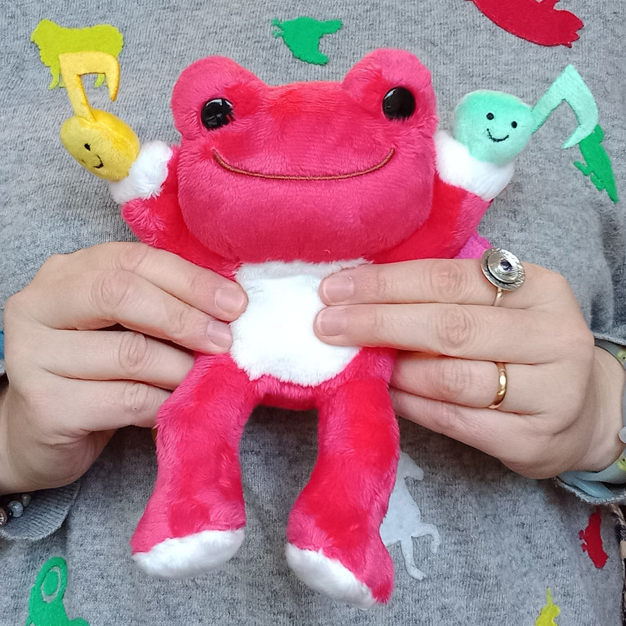 Red Pickles the Frog with music notes (20cm)