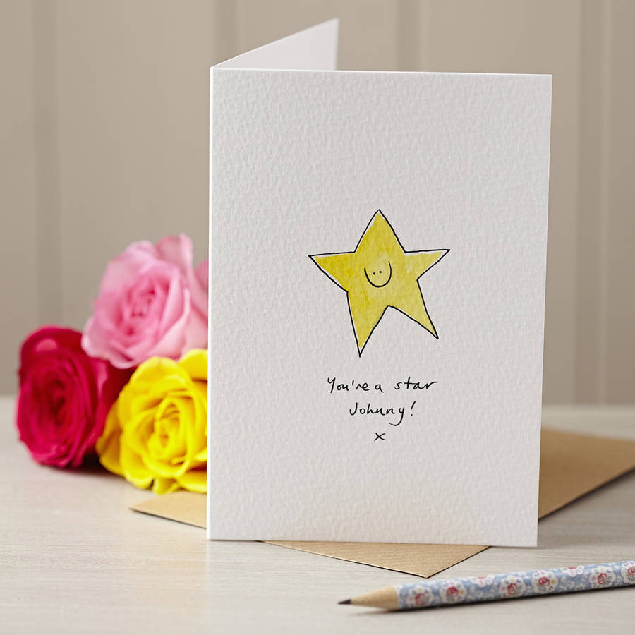 Smiley Star Hand Illustrated Card