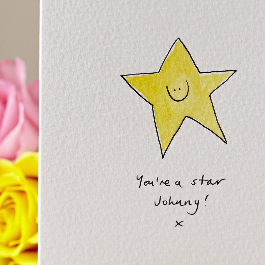 Smiley Star Hand Illustrated Card