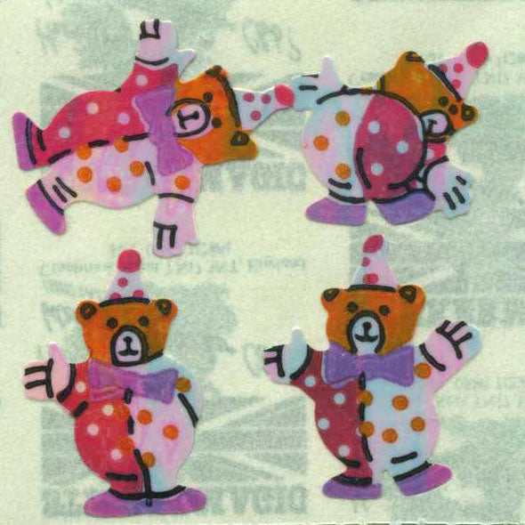 Teddy Clown Stickers from the Roll