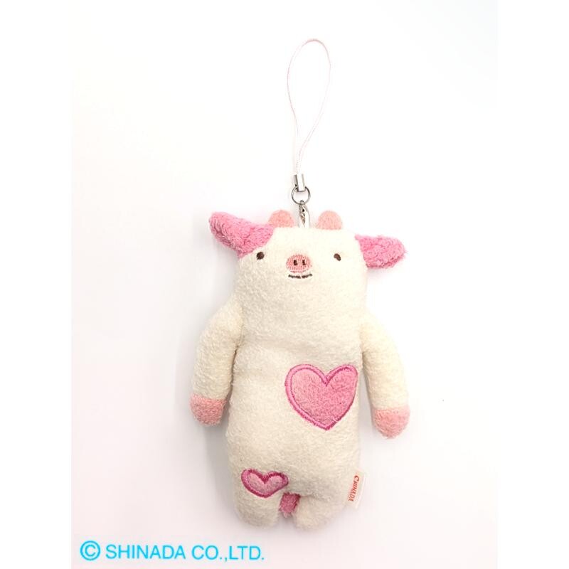 Fumofumo San Mini White Cow with Hearts Keychain (12cm)