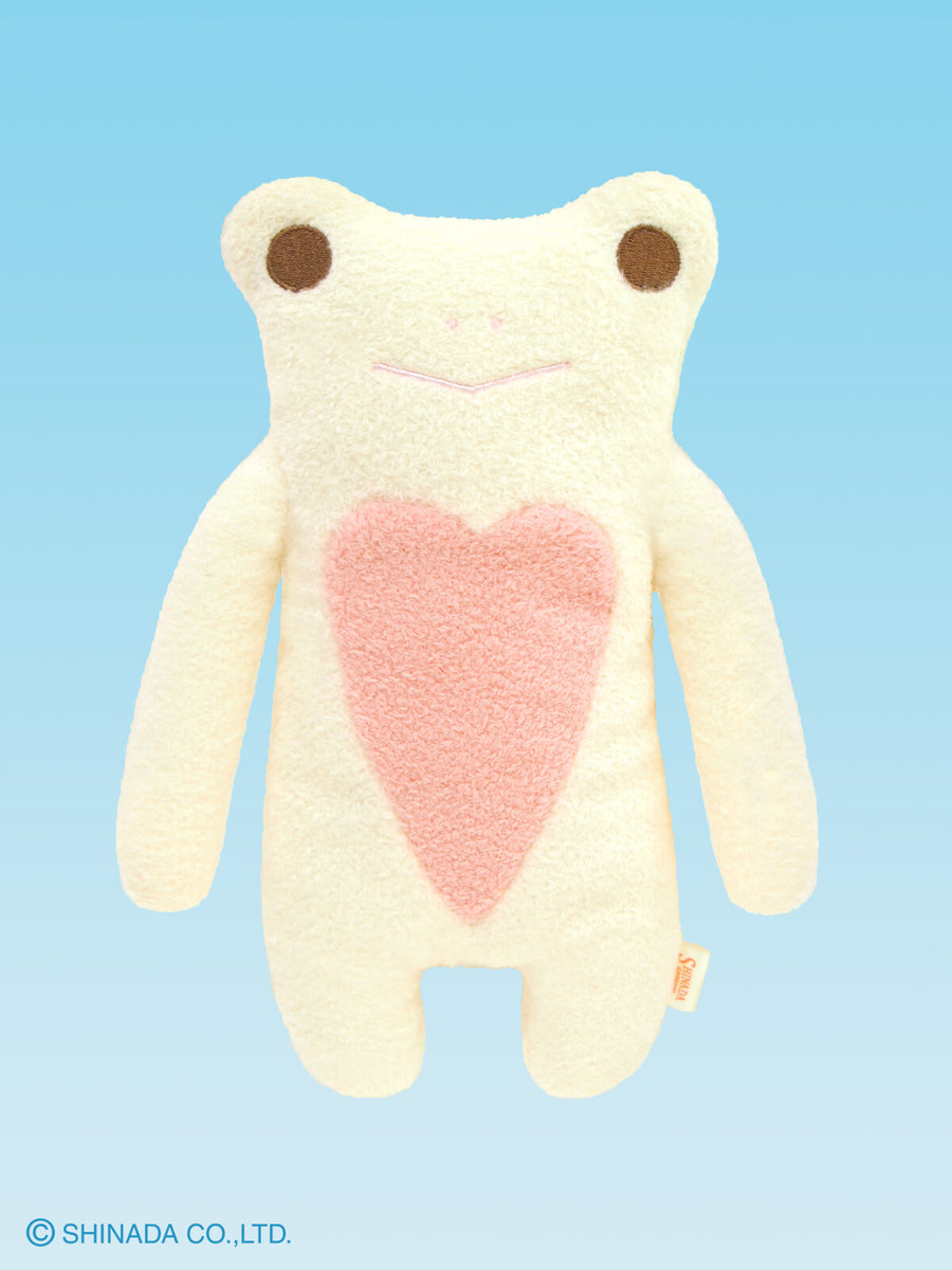 Fumofumo San White Frog with Pink Heart (20cm)