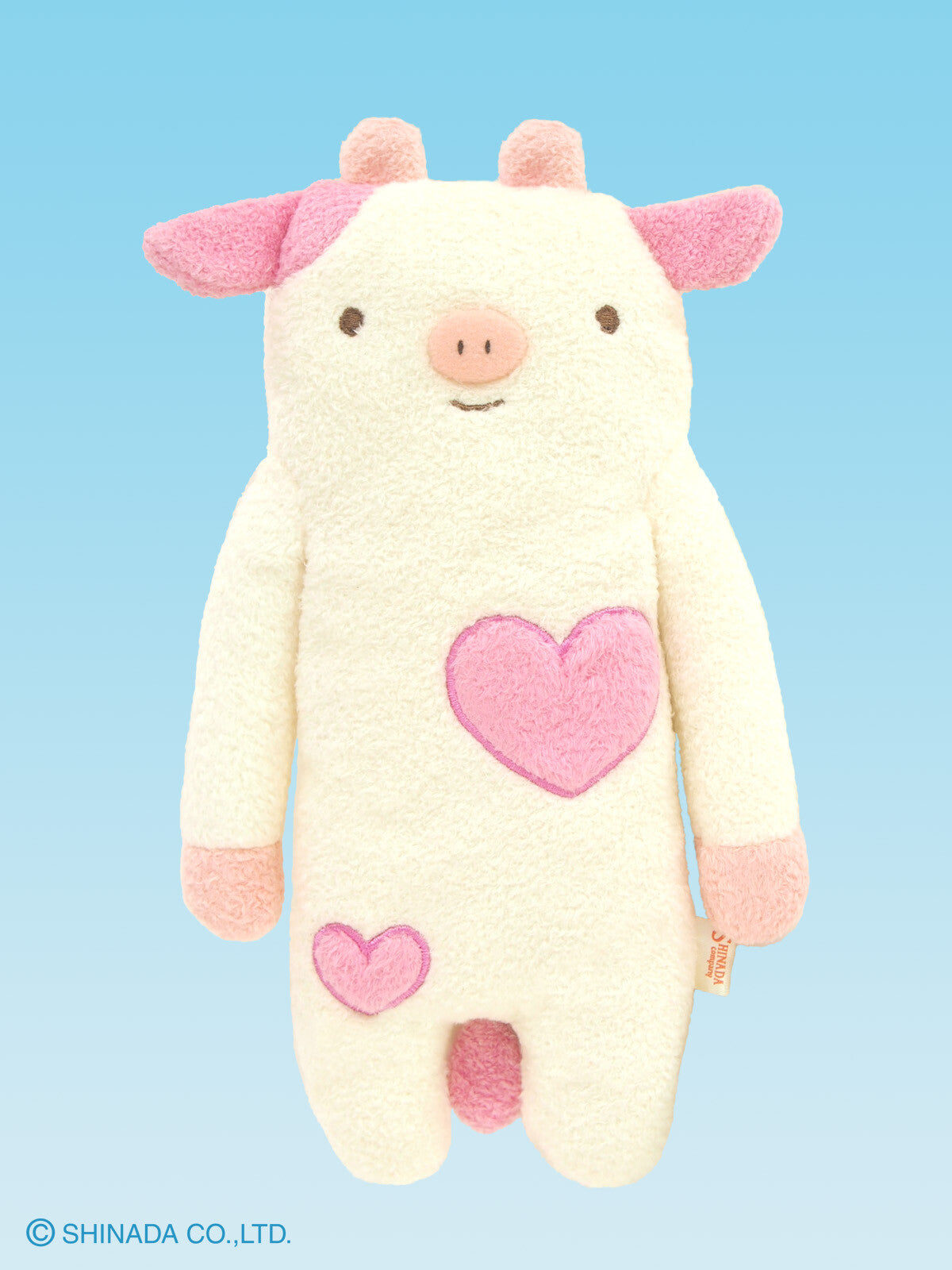 Fumofumo San White Cow with Pink Hearts (20cm)