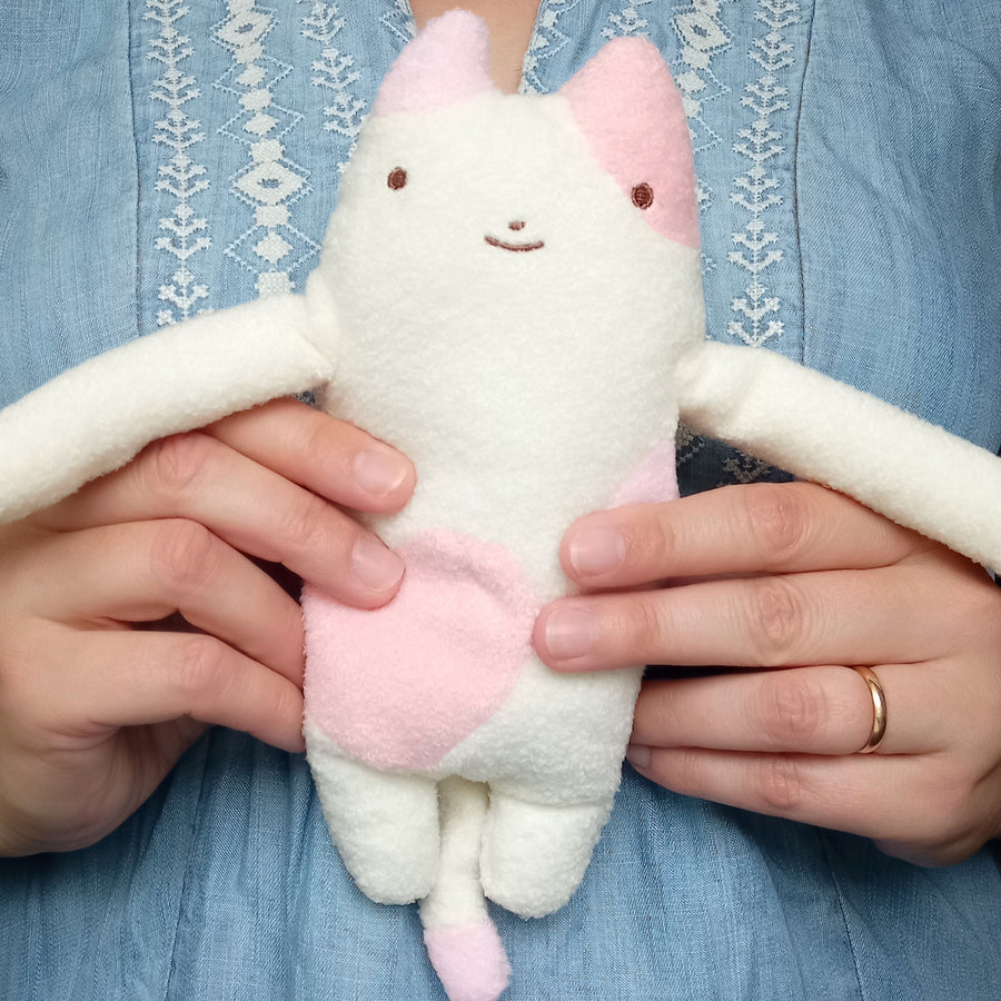 Fumofumo San White & Pink Calico Cat (20cm)