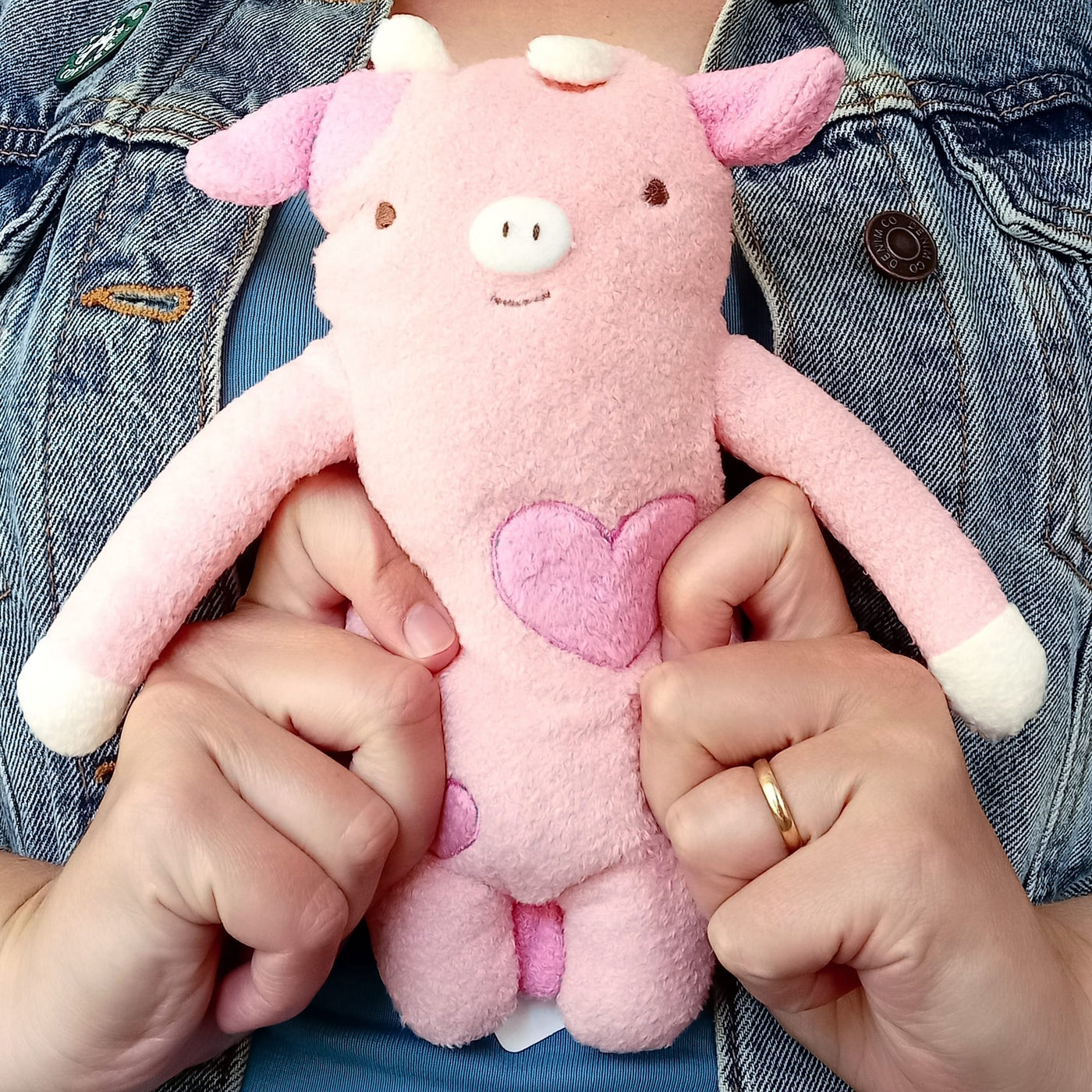 Fumofumo San Pink Cow with Hearts (20cm)