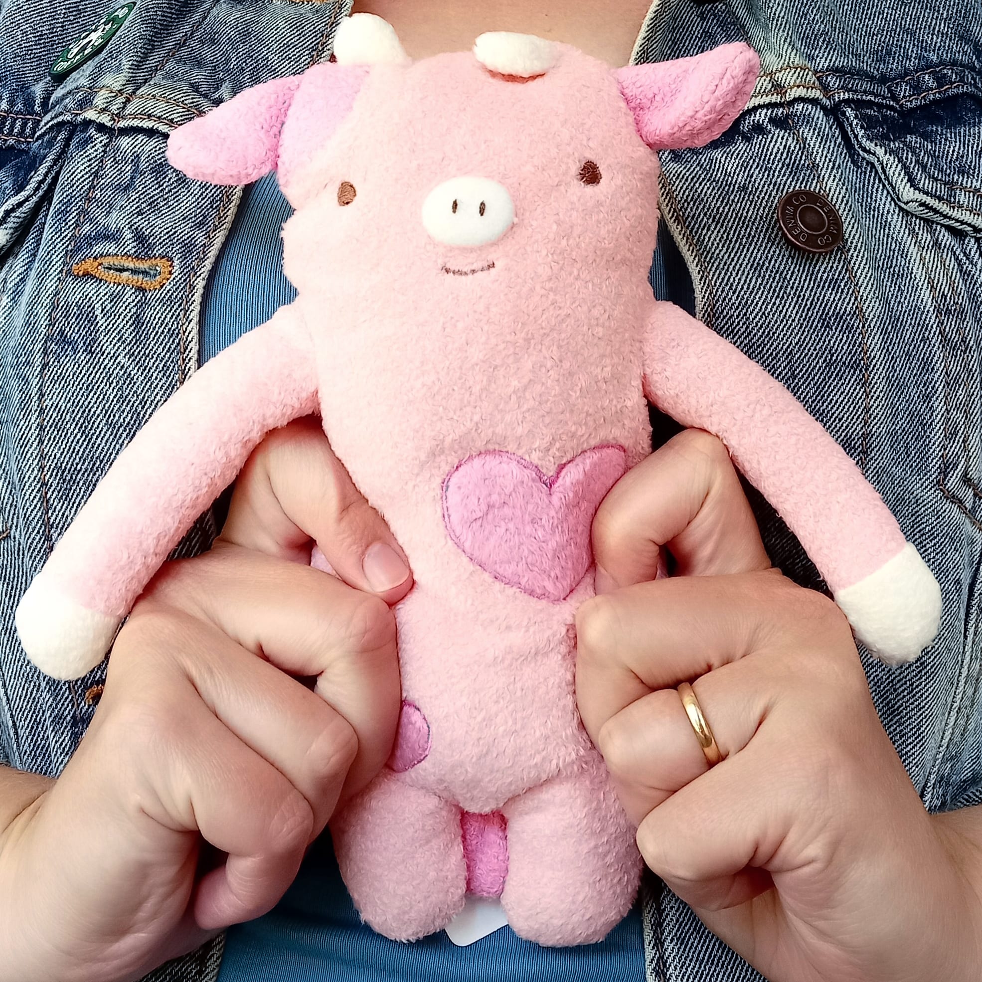 Fumofumo San Pink Cow with Hearts (20cm)