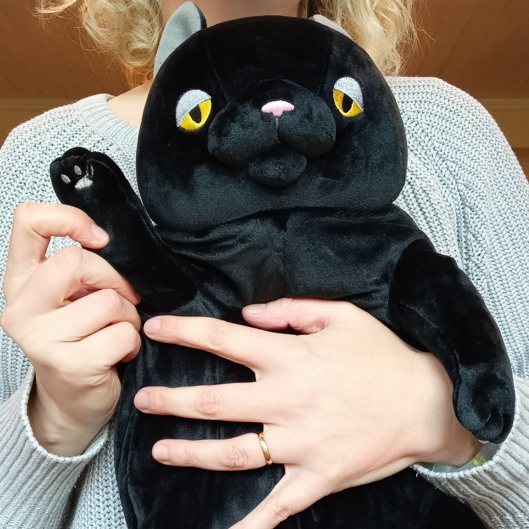 Large Black Mochi Cat (42 cm)