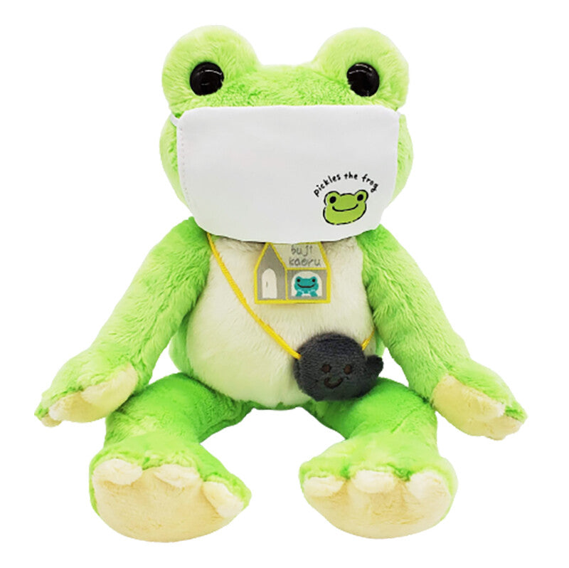 Pale Green Pickles the Frog in a facemask (26cm)
